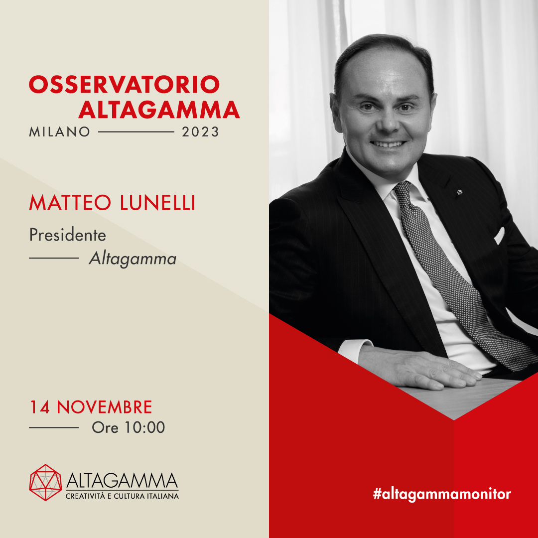 ALTAGAMMA (@altagamma_it) on Twitter photo 📌Our Chairman <a href="/LunelliMatteo/">Matteo Lunelli</a> will be opening the #AltagammaMonitor 2023
🗓November 14| <a href="/TeatroGaber/">Teatro Lirico Giorgio Gaber</a> Milan| 10AM CET
To register: mondo.altagamma@altagamma.it
We will present 2 studies
📈Altagamma Consensus
📊#Altagamma-Bain Worldwide #Luxury Market Monitor with <a href="/BainandCompany/">Bain & Company</a> 📌Our Chairman <a href="/LunelliMatteo/">Matteo Lunelli</a> will be opening the #AltagammaMonitor 2023
🗓November 14| <a href="/TeatroGaber/">Teatro Lirico Giorgio Gaber</a> Milan| 10AM CET
To register: mondo.altagamma@altagamma.it
We will present 2 studies
📈Altagamma Consensus
📊#Altagamma-Bain Worldwide #Luxury Market Monitor with <a href="/BainandCompany/">Bain & Company</a>