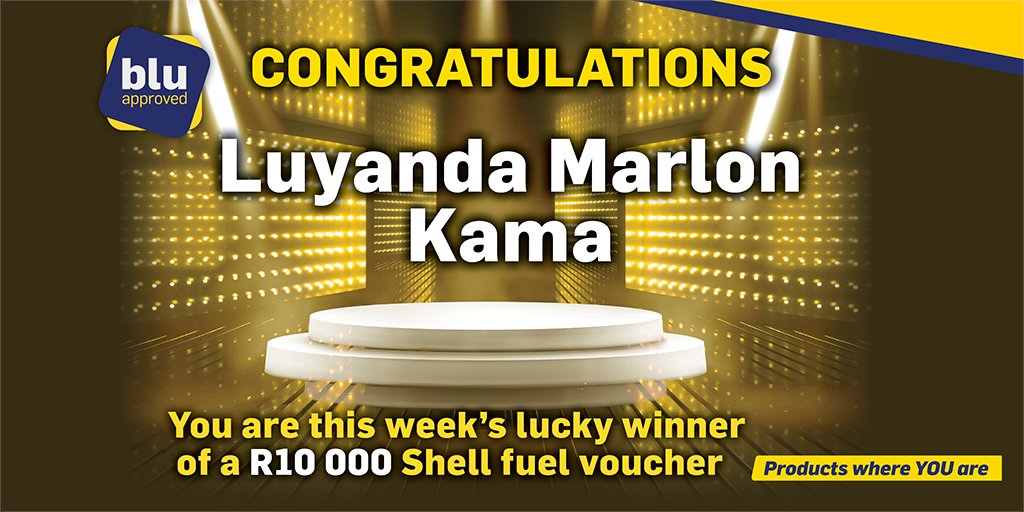 Another Friday, another #FuelMyFriday winner! When we said Beke le Beke, we meant it!

This week’s #FuelMyFriday winner is Luyanda Marlon Kama. 

Congratulations on winning a fuel voucher worth R10 000!

If YOU would like to be our next winner, simply:
- Head over to a @Shell…