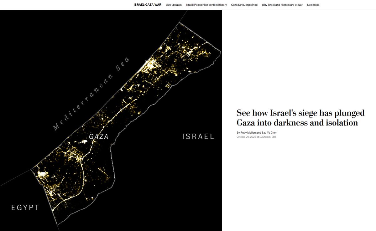 Our nighttime lights analysis made in partnership with #CBAS @WHU_1893 using also #NASAVIIRS data is featured in Washington Post. ➡️Full article: wapo.st/3Q5VAqs ➡️See our last reports: unosat.org/products/ Our team is mobilized to continue monitoring the situation