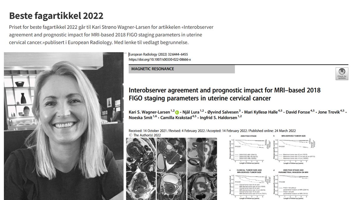 Ingfrid Haldorsen (@ingfridhaldors1) on Twitter photo Congrats to @mohnfoundation supported researcher <a href="/KariWagnerLars1/">Kari Wagner-Larsen</a> <a href="/BergenMMIV/">MMIV</a> <a href="/haukeland_no/">Haukeland</a> <a href="/UiB/">Universitetet i Bergen</a> receiving Prize for Best Publication in 2022 (legeforeningen.no/foreningsledd/…) for publication in <a href="/EurRadiology/">European Radiology</a>: link.springer.com/article/10.100…. 👍👏 <a href="/AslakLaks/">Aslak Aslaksen</a> @medofak_uib Congrats to @mohnfoundation supported researcher <a href="/KariWagnerLars1/">Kari Wagner-Larsen</a> <a href="/BergenMMIV/">MMIV</a> <a href="/haukeland_no/">Haukeland</a> <a href="/UiB/">Universitetet i Bergen</a> receiving Prize for Best Publication in 2022 (legeforeningen.no/foreningsledd/…) for publication in <a href="/EurRadiology/">European Radiology</a>: link.springer.com/article/10.100…. 👍👏 <a href="/AslakLaks/">Aslak Aslaksen</a> @medofak_uib