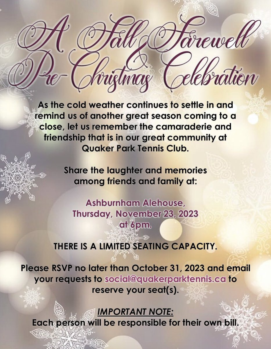 A reminder that the deadline to RSVP is coming up!! We hope to see you there! 🎾 #qptennis