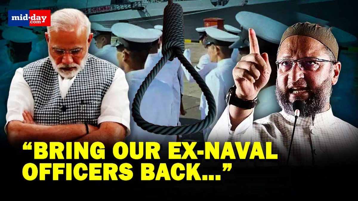 mid_day's tweet photo. Asaduddin Owaisi's plea in the parliament to get ex-Naval officers back from Qatar
Watch on: https://t.co/cFuyclwZnQ
#Qatar #navalofficers #deathpenalty #PMModi https://t.co/9uB8dQlINY
