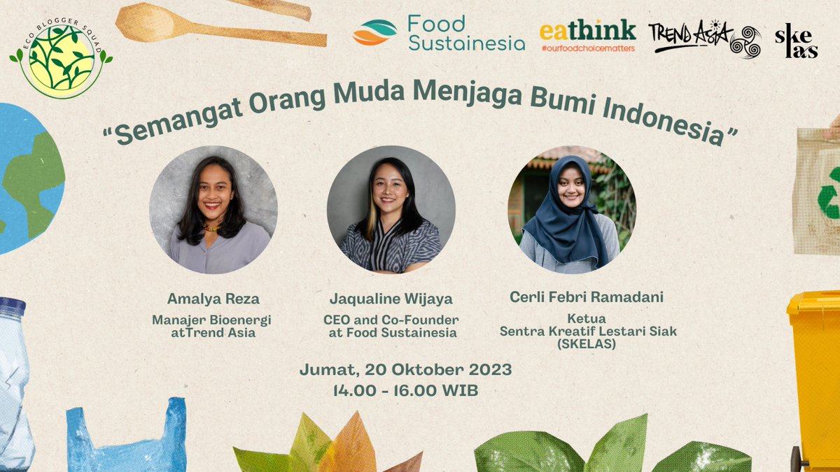 Sanjayaluv's tweet photo. Soal jaga bumi, orang muda punya andil lho. Mereka #BersamaBergerakBerdaya dalam menjaga bumi demi keberlangsungan hidup manusia. Siapa aja mereka? Cek foto di bawah ini. #TeamUpForImpact #UntukmuBumiku #MudaMudiBumi
#Eathink #Skelas
@TrendAsia_Org https://t.co/BK0ESB4oKn