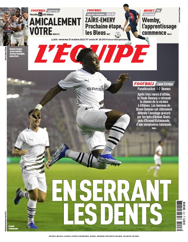 FandemonSRFC's tweet photo. 🗞️La Une du journal @lequipe, ce matin 👀 #PAOSRFC https://t.co/tTyVdz4f9z