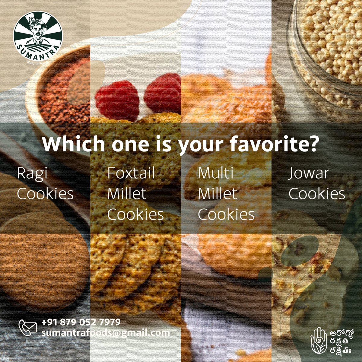 Sumantrafoods's tweet image. Try millets which reduce cholesterol levels and high blood pressure.
Comment your favorite millet cookie ...😊

Follow us at: lnkd.in/gcgymq4P

#sumantra #naturalfoods #food #helathyfood #health #sumantranaturalfoods #healthylifestyle #organicfoods #coldpressedoils