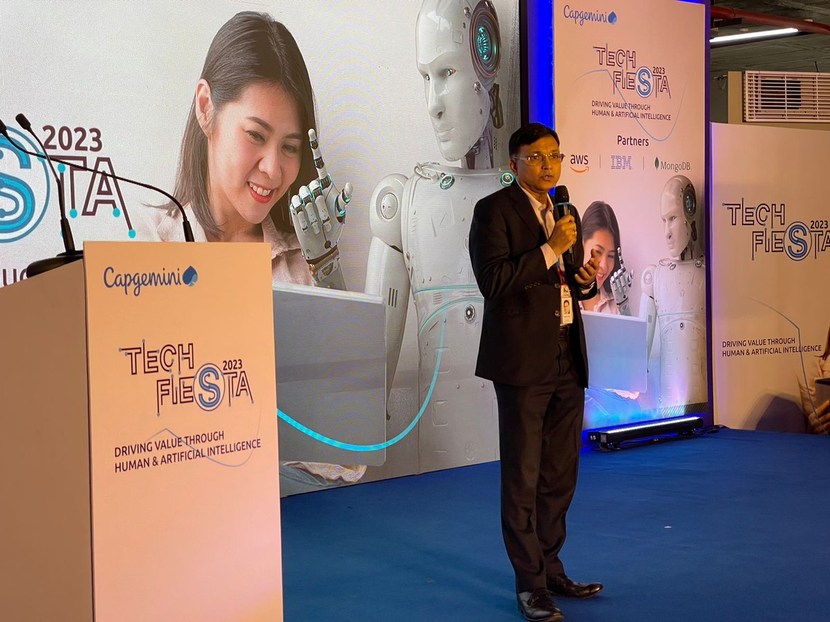 CapgeminiIndia's tweet photo. #TechFiesta2023 in Bengaluru begins with an eventful start as Ashwin Yardi, CEO - India, Capgemini, inaugurates the finale with an address that brings back the focus to the importance of building future talent who recognize and drive value through AI and human intelligence. https://t.co/yjxSIJ3yNK