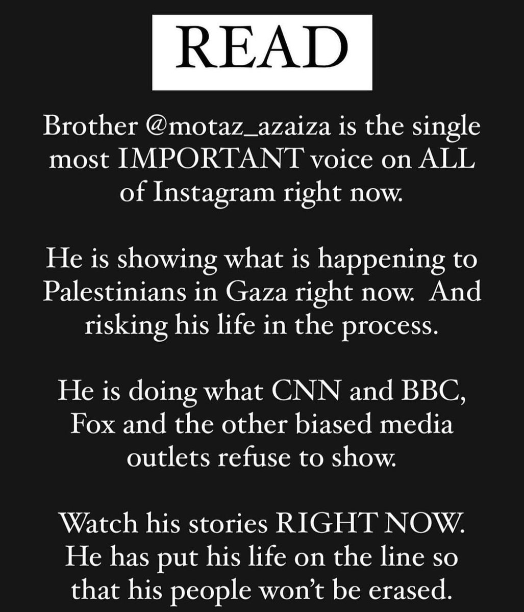 ayslrs's tweet photo. If you want to know what is happening in Gaza, go check these accounts in Instagram; https://t.co/wgHOA3dJi1