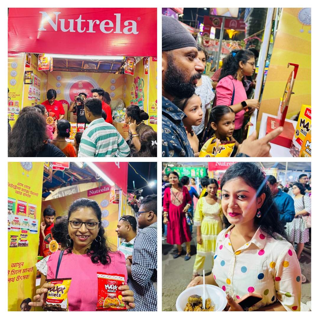 Patanjali_foods's tweet photo. The festive season is here, experience how Patanjali Foods joins in with the celebration of Durga Puja in the vibrant pandals of Kolkata, infusing the lively essence of the festival through Nutrela's enticing recipes, stalls and engaging activities, all while prominently featuring our brand offerings.
#Nutrela #PatanjaliFoods #Marketing #branding  #DurgaPuja2023  #Kolkata