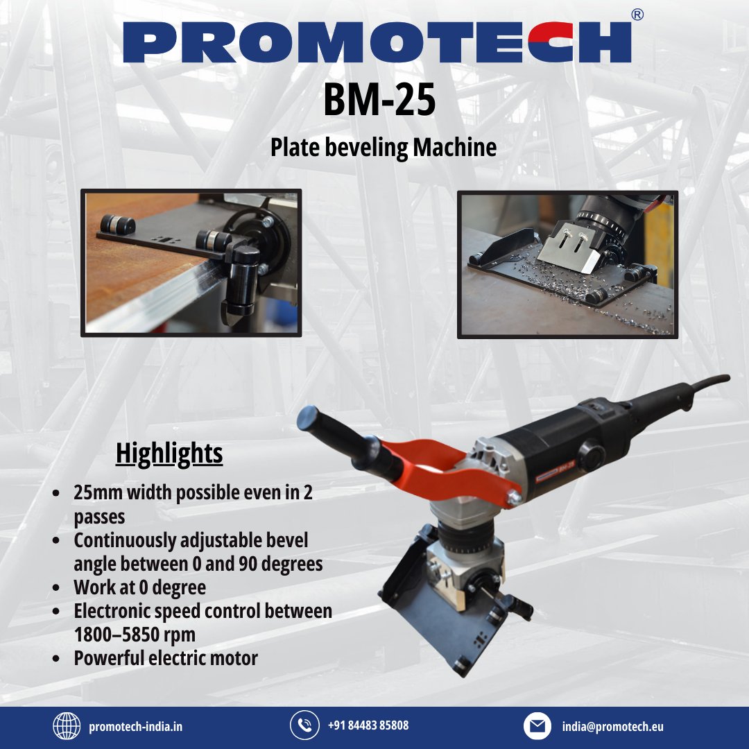 PromotechIindia's tweet image. Equipped with a robust motor and a state-of-the-art face milling beveling head, the BM-25 guarantees seamless operation and flawless results every time.  . Visit: bit.ly/3Nxtx35 to know more about BM-25! 
#BM25 #BevelingMachine #PrecisionEngineering #PromotechIndia
