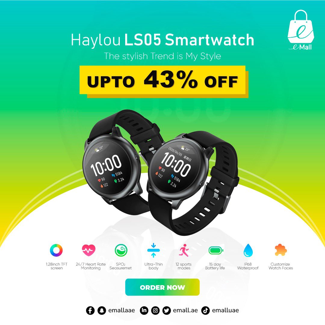AeEmall's tweet photo. Haylou LS05 Smartwatch
The stylish Trend is My Style
UPTO 43% OFF
#emallae #marketplace #|so5 #haylou #dubaj #sharjha ajman #smartphone #waterresistant https://t.co/p35ZE8MwYm