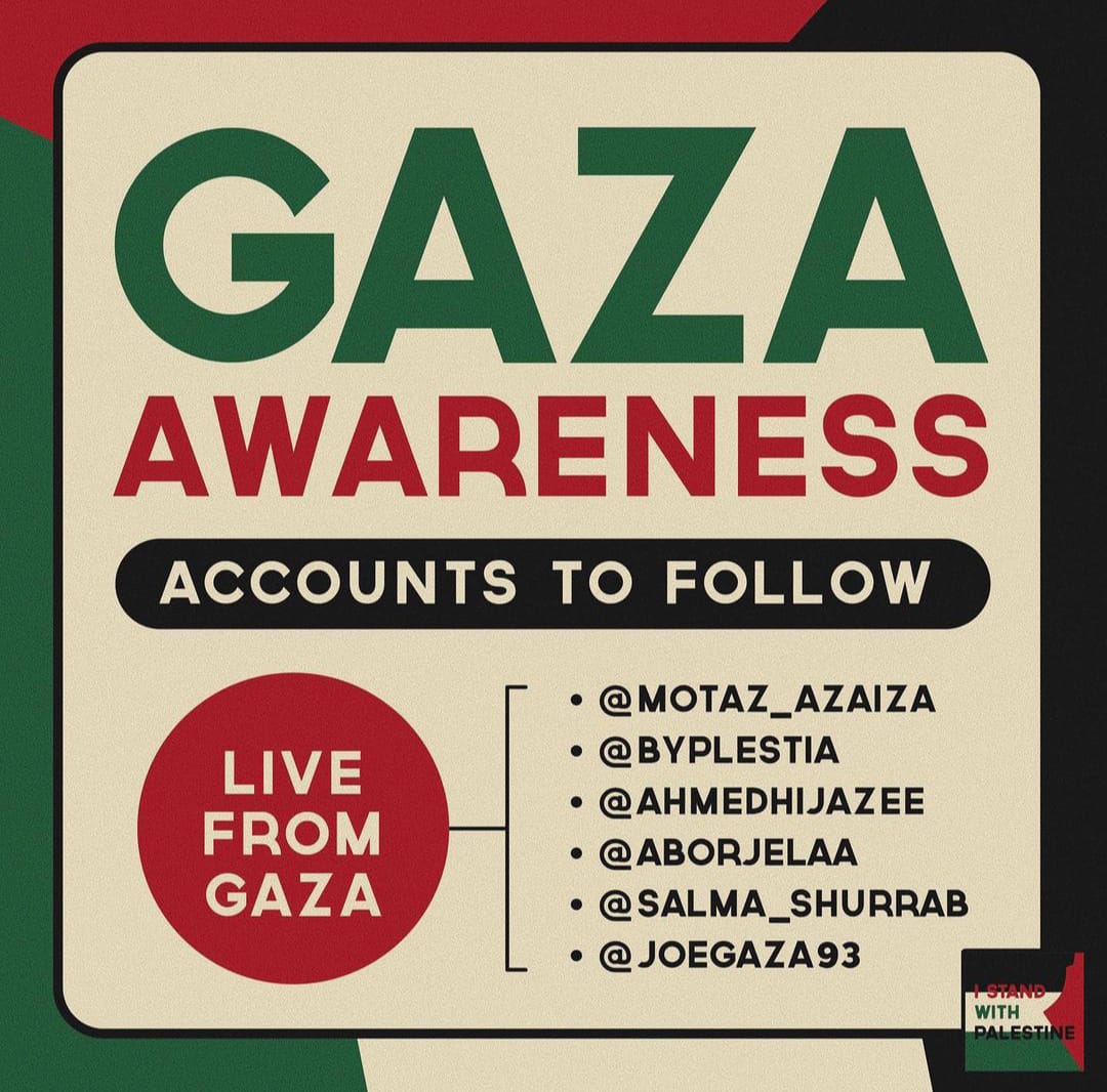 ayslrs's tweet photo. If you want to know what is happening in Gaza, go check these accounts in Instagram; https://t.co/wgHOA3dJi1