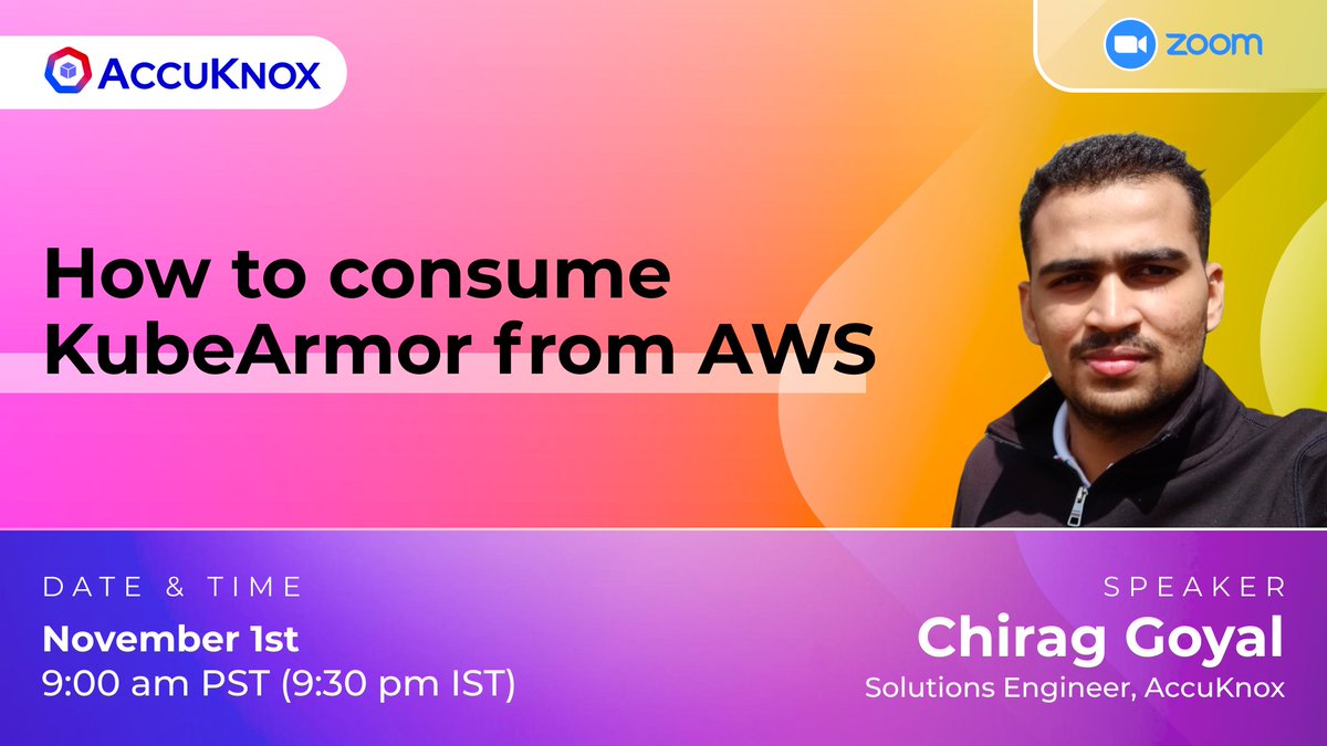 🚀 Join us for an exciting webinar on "How to consume KubeArmor from AWS Marketplace"! Learn how to enhance your Kubernetes security and streamline the process through AWS Marketplace. See you there! [meetup.com/kubernetes-clo…]
Don't miss out! #Kubernetes #Security #AWSMarketplace