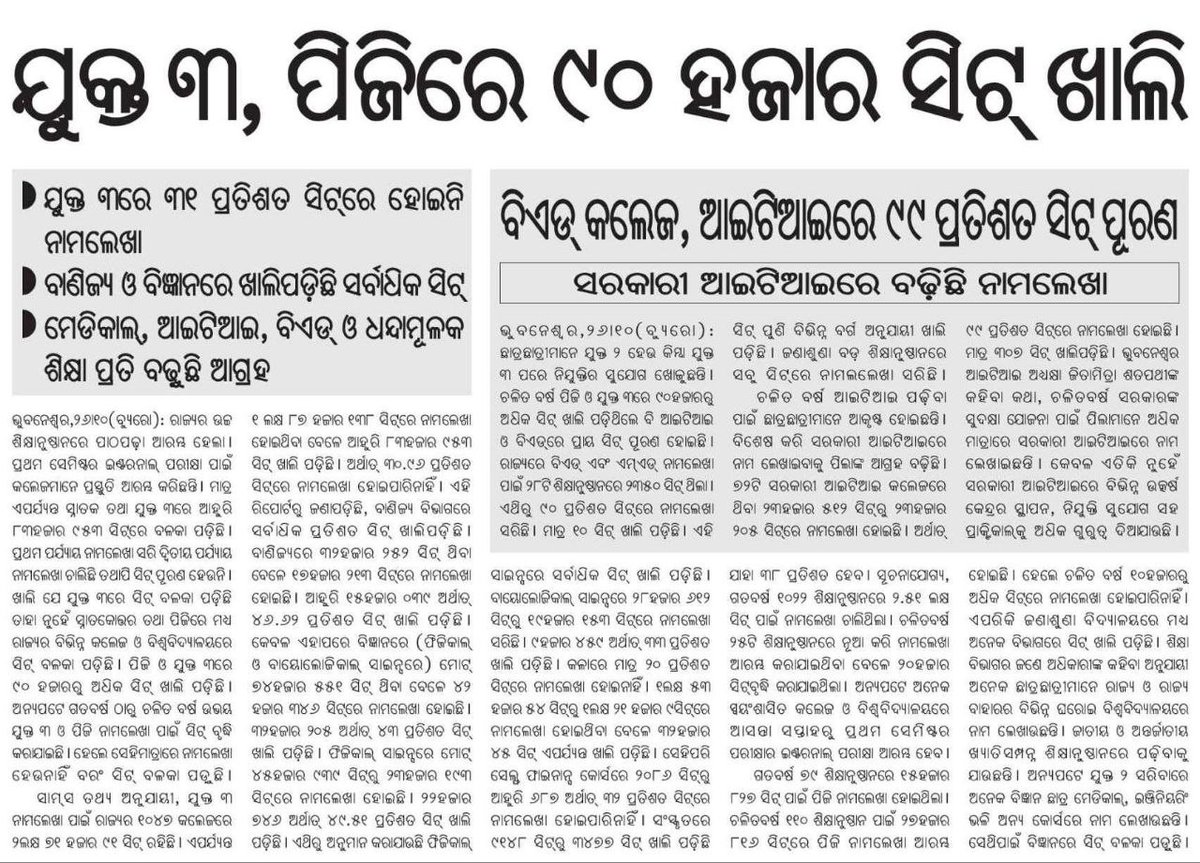 SukantTutorial's tweet image. ନିରାଟ ସତ କଥା ହେଲା ପିଲା ଆଉ ସେ ଶଗଡ଼ ଗୁଳାରେ ଯିବା ଭଳି ଯୁକ୍ତ ଦୁଇ, ଯୁକ୍ତ ତିନି , ପିଜି କରିବାକୁ ଆଗ୍ରହ ପ୍ରକାଶ କରୁ ନାହାନ୍ତି । କାରଣ ପର୍ଯ୍ୟାପ୍ତ ପରିମାଣର ନିଯୁକ୍ତି ସୁଯୋଗ ନାହିଁ ।
#eAdmission #SukantTutorial #Odisha