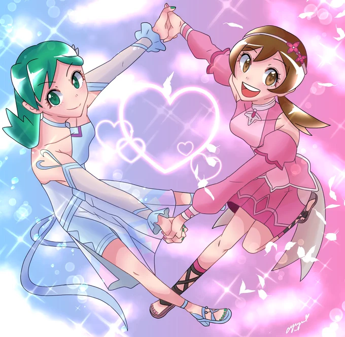 #女の子二人のイラストを貼る見た人もやる
