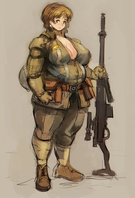 #VIZCOM この絵に プロントで太目の女性歩兵と入力して レンダーの後にリファインを55%くらいでかけた。いや、どっかにいる、この人w 服装もなんかありそうw 