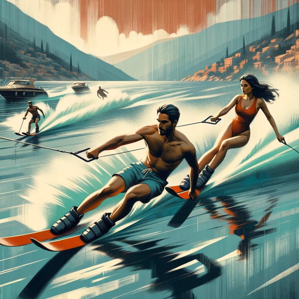 The art style creativity potential of Dall-E 3 is endless... People on waterski. 9 beautiful examples: