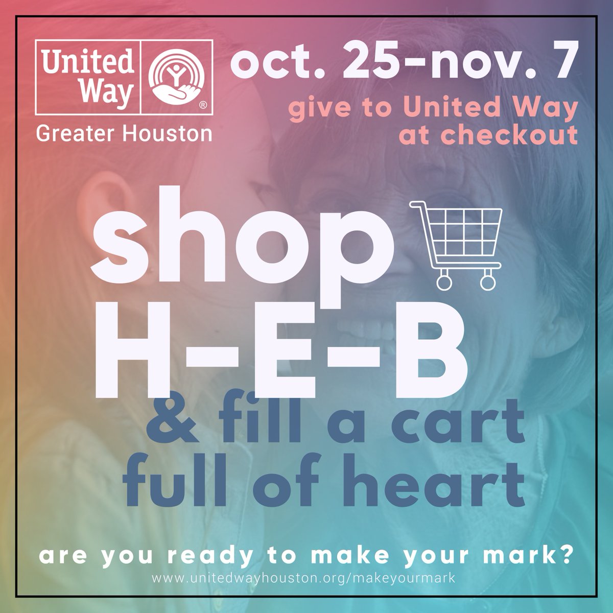 Stock up on essentials while making a difference! Visit your local @HEB from Oct. 25 - Nov. 7 and donate to United Way at check out. Your grocery shopping can help provide our neighbors struggling to get by with basic necessities like food & utilities. #htx #houston