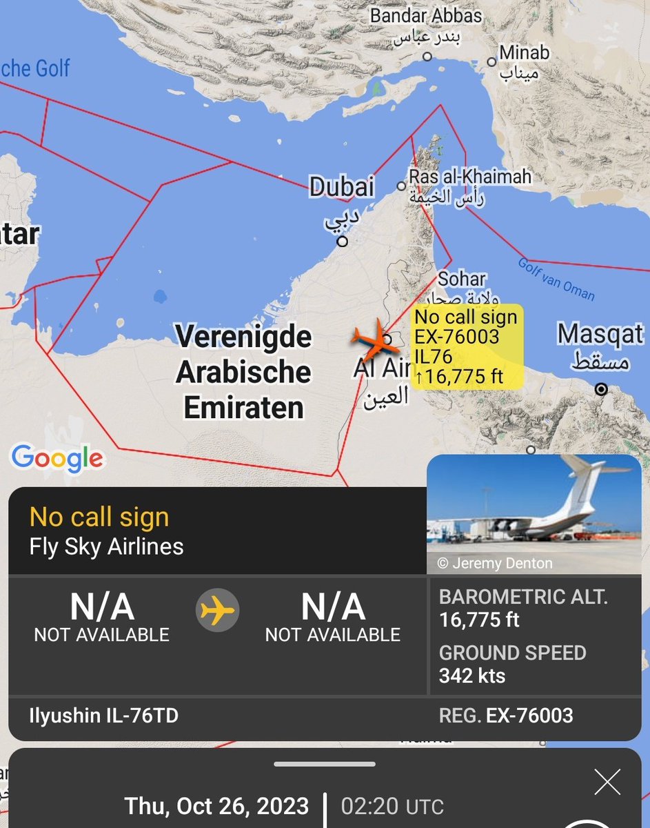 Gerjon_'s tweet photo. "Fly Sky Airlines" Ilyushin Il-76TD reg. 🇰🇬EX-76003 #FSQ4924 was tracked around 🇪🇹Addis Ababa Bole Airport in Ethiopia yesterday.
The aircraft was tracked departing and returning around the 🇦🇪UAE.
Whether the aircraft also visited 🇪🇹Harar Meda Military Airport remains unknown. https://t.co/xrrLvsPlCX