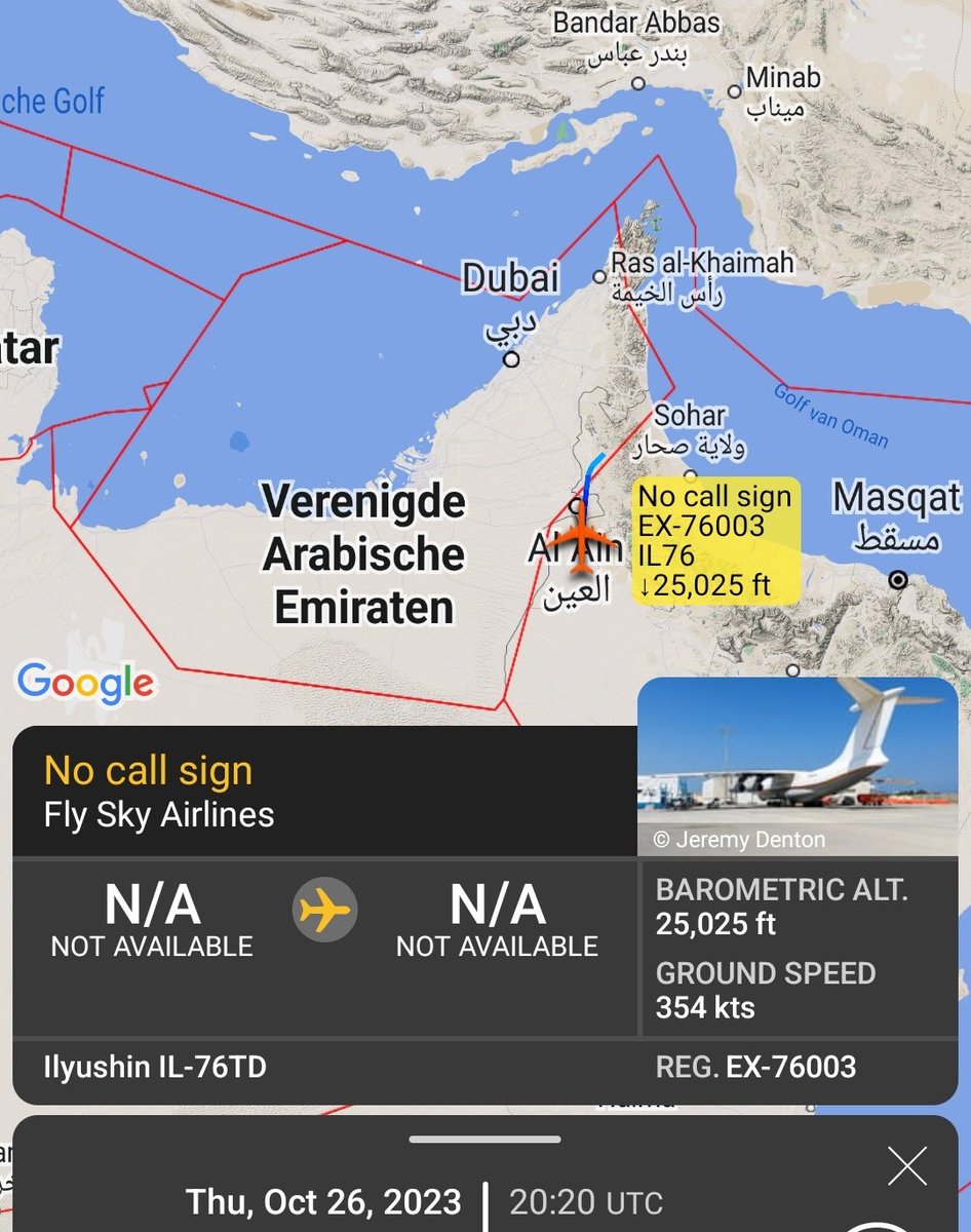 Gerjon_'s tweet photo. "Fly Sky Airlines" Ilyushin Il-76TD reg. 🇰🇬EX-76003 #FSQ4924 was tracked around 🇪🇹Addis Ababa Bole Airport in Ethiopia yesterday.
The aircraft was tracked departing and returning around the 🇦🇪UAE.
Whether the aircraft also visited 🇪🇹Harar Meda Military Airport remains unknown. https://t.co/xrrLvsPlCX