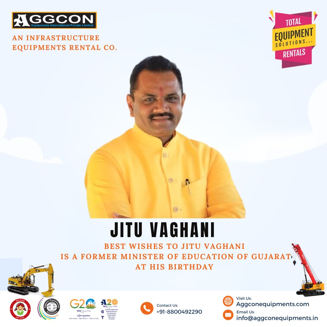 AGGCONEQUIPMENT's tweet photo. Mr. @jitu_vaghani (Former Minister Of Education of Gujarat)
Wishing you a very Happy Birthday.
We thank you for your outstanding services to the nation. Wishing you good health, long life, and happiness.
#G20Bharat #GlobalRentalAlliance #aggcon20 #A20
#aggcon #HappyBirthdayJituVaghani #BirthdayWishesForJituVaghani #JituVaghaniBirthday #GujaratEducationMinister #CelebratingJituVaghani #LeadershipLegacy #InspiringPolitician #BirthdayCheers
#WishingYouSuccess #SpecialDay