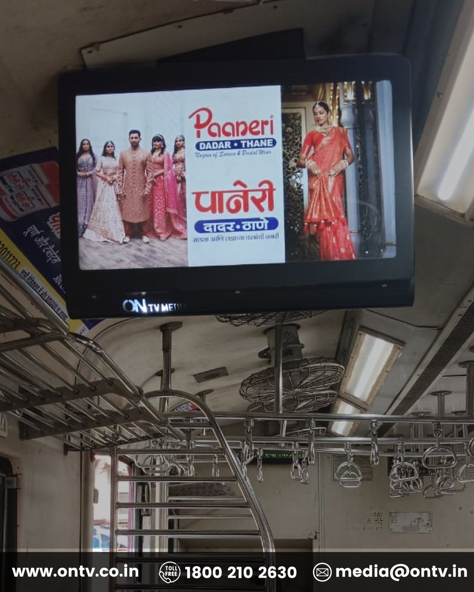 ONTVTransit's tweet photo. Grace Personified with Paaneri Saree &amp; ONTV Transit Media! With 10,000+ screens in 160+ trains across Mumbai, Kolkata, and Bangalore, we're sharing the timeless beauty of traditional fashion with saree enthusiasts nationwide!

#ONTV #ONTVTransit #ONTVMedia #Paaneri https://t.co/d3H9s8gCrk