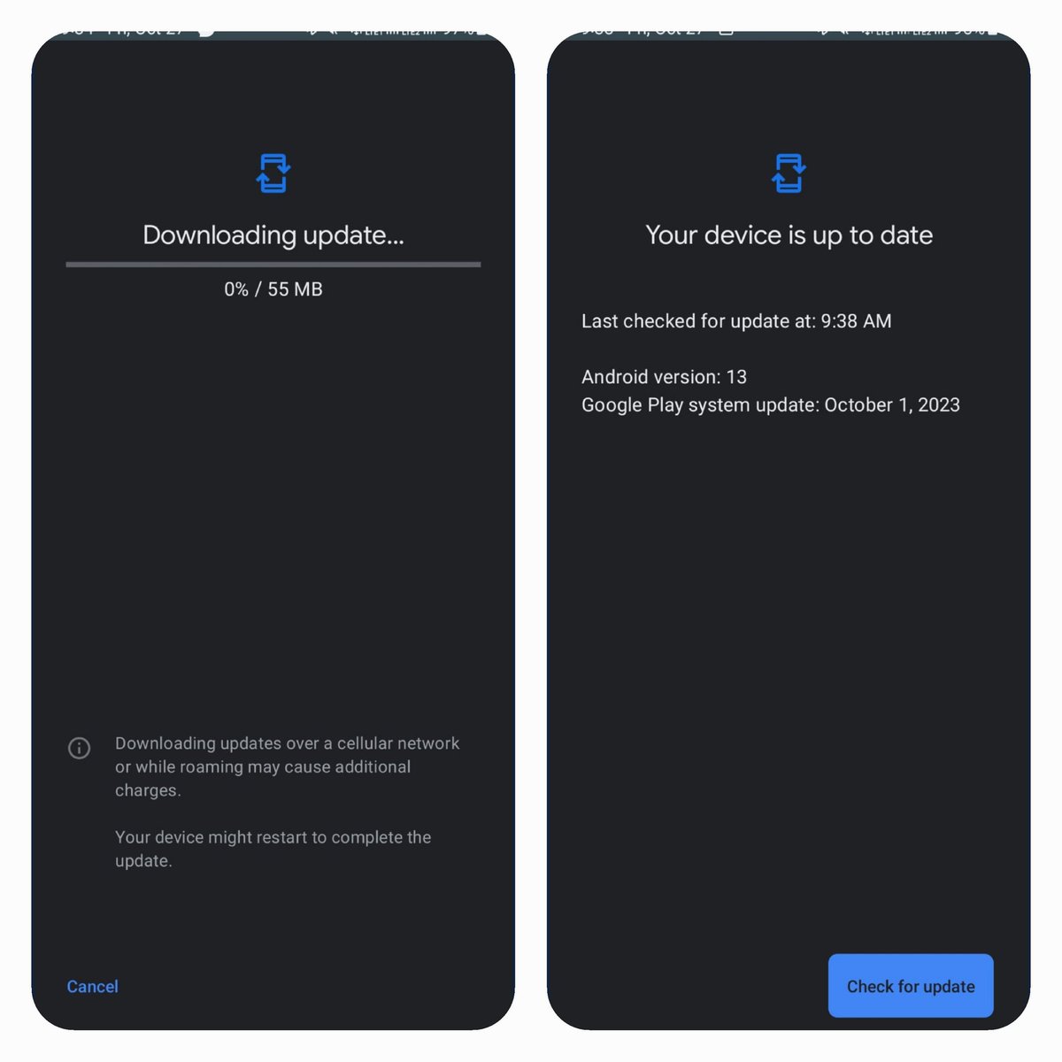 tarunvats33's tweet image. Hey Android User&apos;s  👋

October&apos;s Google Play system updates have been released. 

Check your phones and download them 🫡

#GalaxyS23Ultra
#Samsung
#OneUI 
#OneUI6 
#Android