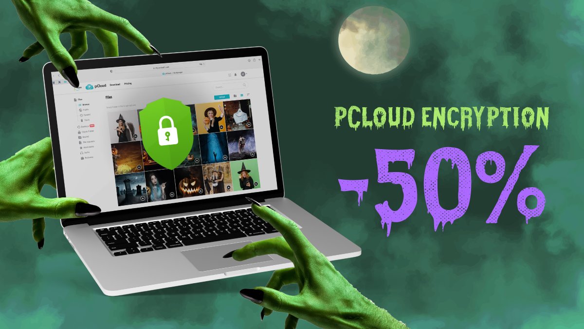 📷 #Halloween Treat Alert! Save $114 📷 Don't be haunted by the fear of data breaches this season. Get #pCloud Encryption for Lifetime with a spine-tingling 50% OFF! 📷📷

GET NOW: landing.pcloud.com/Halloween2023
