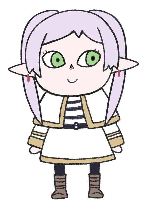 とびだせどうぶつの森とフリーレンがコラボしたらこんな感じになるんかなぁ、でも眉毛欲しいよなぁ