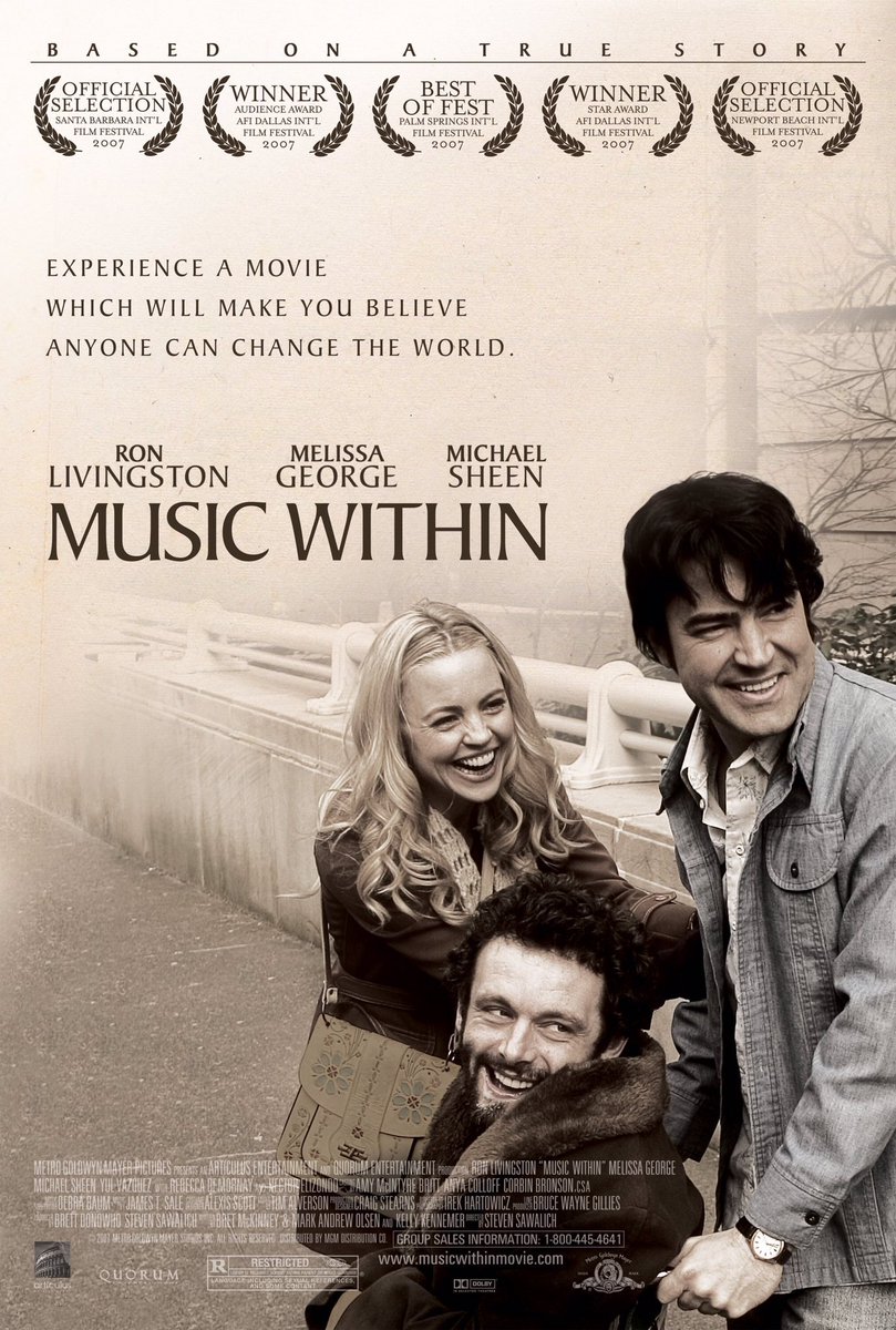 🎬MOVIE HISTORY: 16 years ago today, October 26, 2007, the movie ‘Music Within’ opened in theaters!

#RonLivingston #MelissaGeorge @michaelsheen @YulVazquez @rebeccademonray #HectorElizondo #LeslieNielsen #RidgeCanipe #PaulMichael #ClintJung #JohnLivingston @stevensawalich