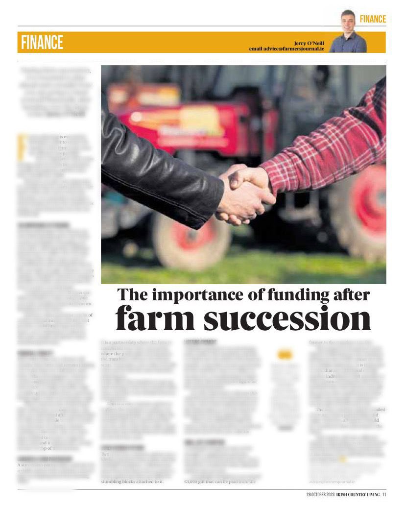 A difficult topic to discuss when transferring a farm but really important to explore the options and make sure you’re looked after financially after handing over the farm. Check out my article in this weeks @IrishCountryLiv @farmersjournal