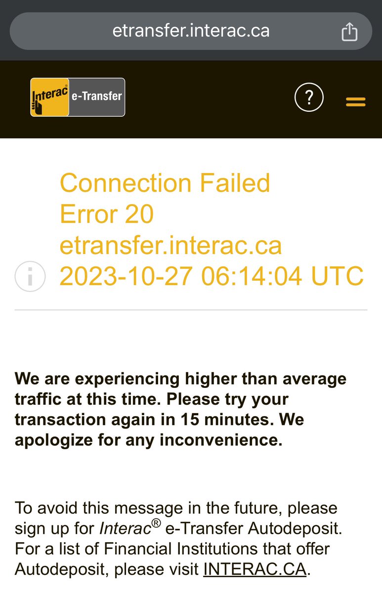cchu319's tweet photo. @ryuichiu @TD_Canada Been getting this all morning https://t.co/gelmUHS212