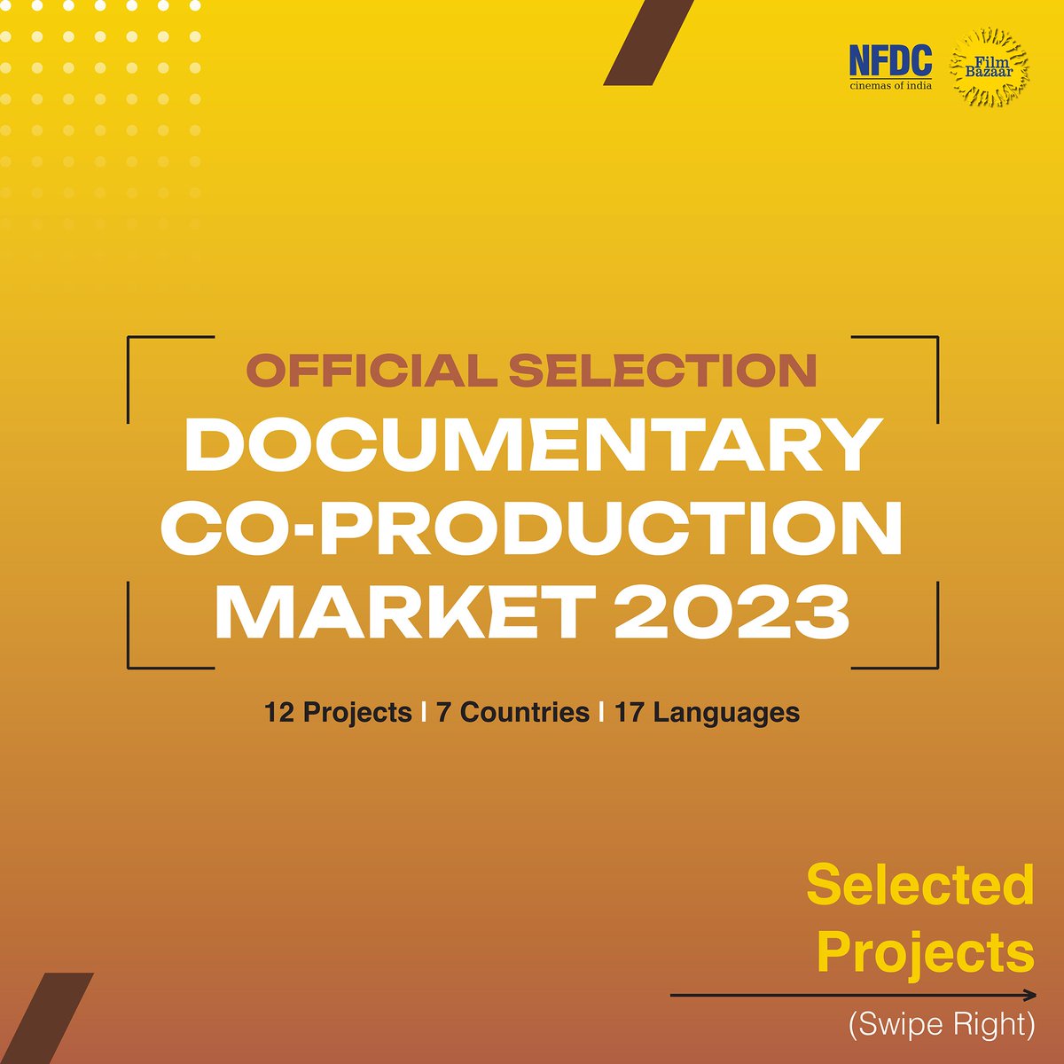 filmbazaarindia's tweet photo. 📢 Selection Announcement!📢
NFDC Film Bazaar is thrilled to announce the selection of 12 projects for the Documentary Co-Production Market 2023.
Film Bazaar congratulates the selected participants.
#FilmBazaar2023 #NFDCFilmBazaar #NFDC #DocumentaryCPM2023 https://t.co/07h4cr5GQm