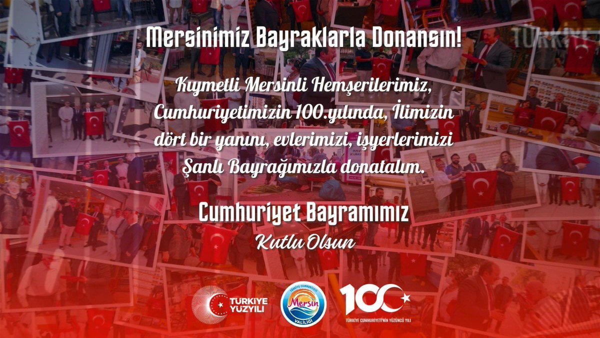 Haydi Yenişehir…🇹🇷

Mersinimiz Bayraklarla Donansın🇹🇷

#29EkimCumhuriyetBayramı 🇹🇷
Kutlu Olsun!🇹🇷

<a href="/Yusuf__Tekin/">Yusuf Tekin</a> <a href="/ahpehlivan53/">Ali Hamza Pehlivan</a> <a href="/MersinValiligi/">Mersin Valiliği</a> <a href="/fazilet_durmus/">Fazilet Öğretmen 🇹🇷</a> <a href="/necmidinc/">M.Necmeddin Dinç</a>