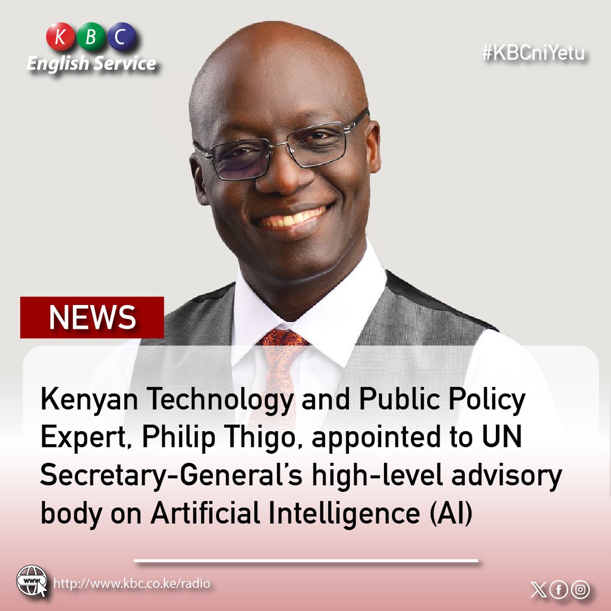 Kenyan Technology and Public Policy Expert, Philip Thigo, appointed to UN Secretary-General’s high-level advisory body on Artificial Intelligence (AI) ^PMN #KBCEnglishService