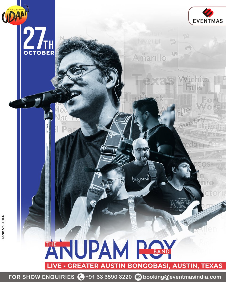 EventmasIndia's tweet photo. Event Update :
The @aroyfloyd Band Performing Live tonight For Greater Austin Bongobasi in Texas !
.
.
#Eventmas #AnupamRoy #TARB #TeamEventmas #EventmasExclusive #TalentManagement #Live #WeCreateYouCelebrte https://t.co/4NHePrwMBB