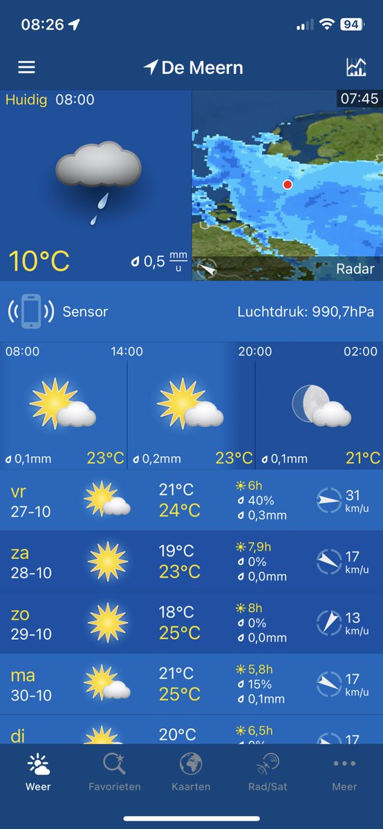 peter_vinke's tweet photo. @weatherpro for a few days temperatures in The Netherlands are wrong (summer temperatures..) When will this be fixed? (using iphone 12 all latest versions/updates) https://t.co/FbN2bgF3Pe