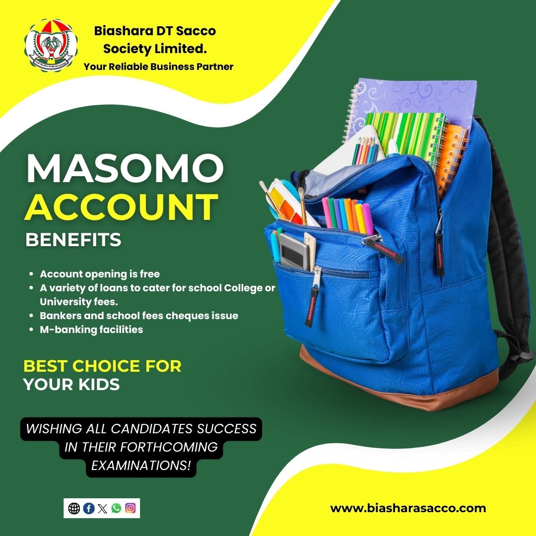 Biashara_Sacco's tweet photo. Offering you solutions everyday in every way. Did you know about our Biashara Masomo Account?

We, the Biashara Sacco Family, wish all candidates the best of luck in their examinations.
#masomo #masomoaccount #bestwishestoall #classof2023 #bssl https://t.co/e6pdoFDsrX