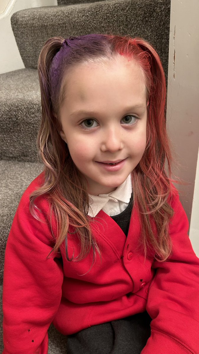 BREAK the RULES day!!! ❤️👧🏼💜 @HorwichParishCE #funforcharity #breaktherules #crazyhair