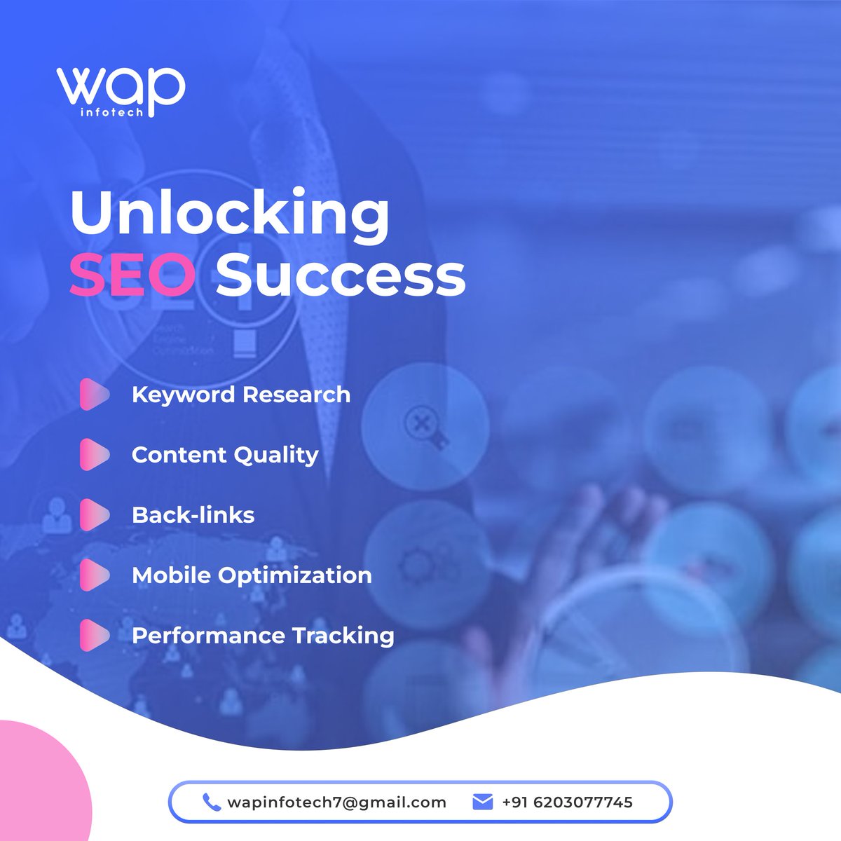 wapinfotech's tweet photo. Are you eager to supercharge your online presence, whether through your mobile app or website, for your business or personal brand? Look no further! Our team of seasoned SEO experts specializes in optimizing both mobile apps and websites to help you achieve your  goals. https://t.co/v7JFE98nyv