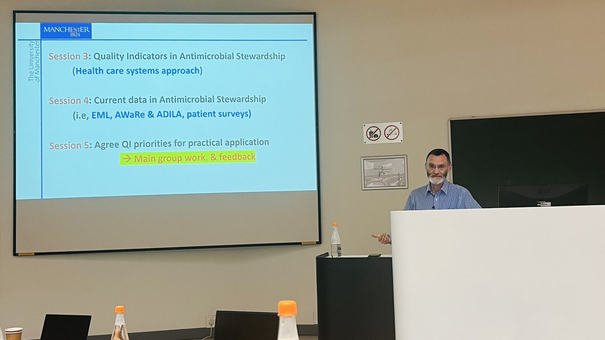 SMU_PHPM's tweet photo. @NSchellack Prof Stephen Campbell giving an overview of Quality indicators in antimicrobial stewardship https://t.co/u9Fid165ez