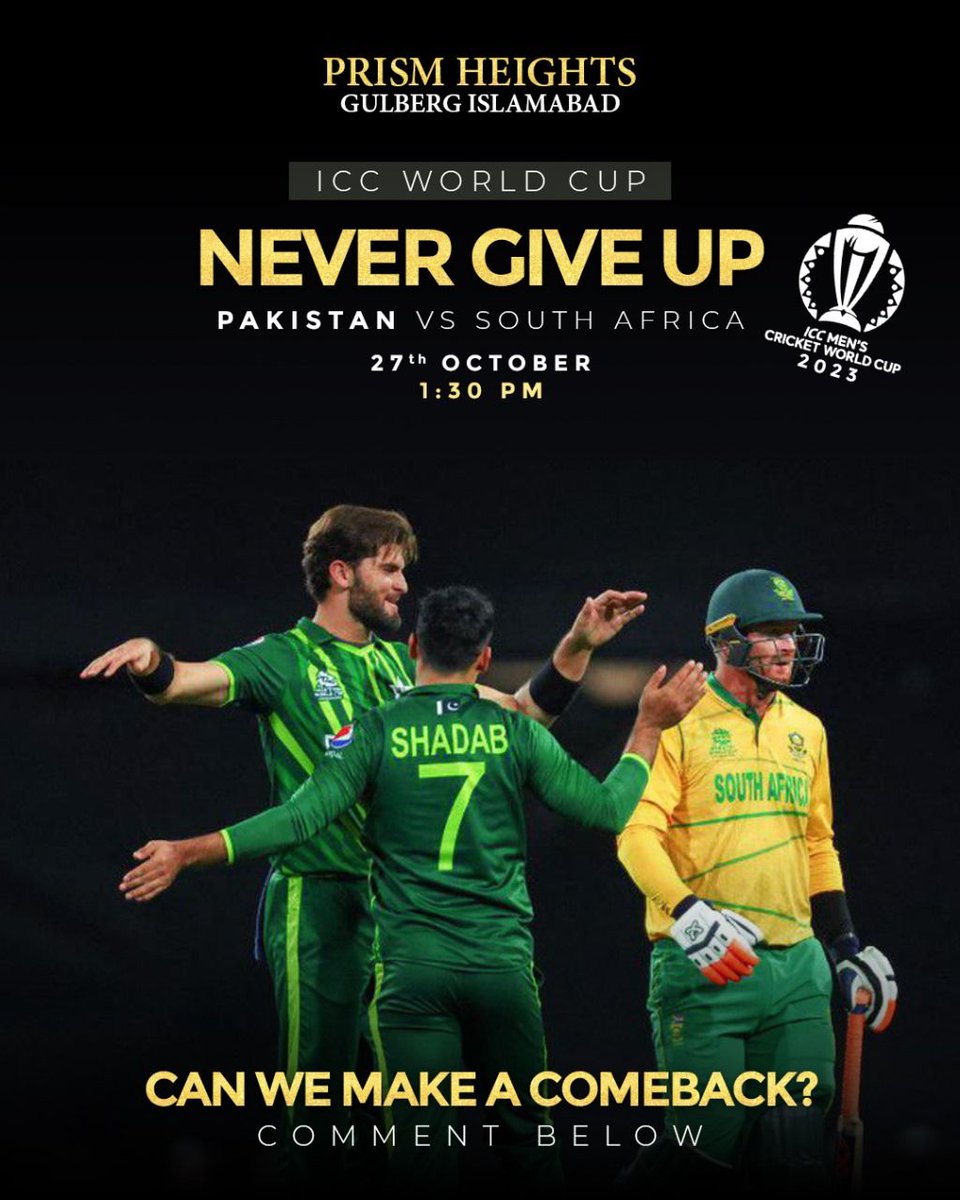 PrismHeightsIsb's tweet image. The cricket fever continues! 🏏🔥Pakistan will meet South Africa today live at 01:30 p.m . Get ready to support your favourite team! 🇵🇰
#Gogreens #Teampakistan #Asiacup2023 #Prismestateandbuilders #Prismheights