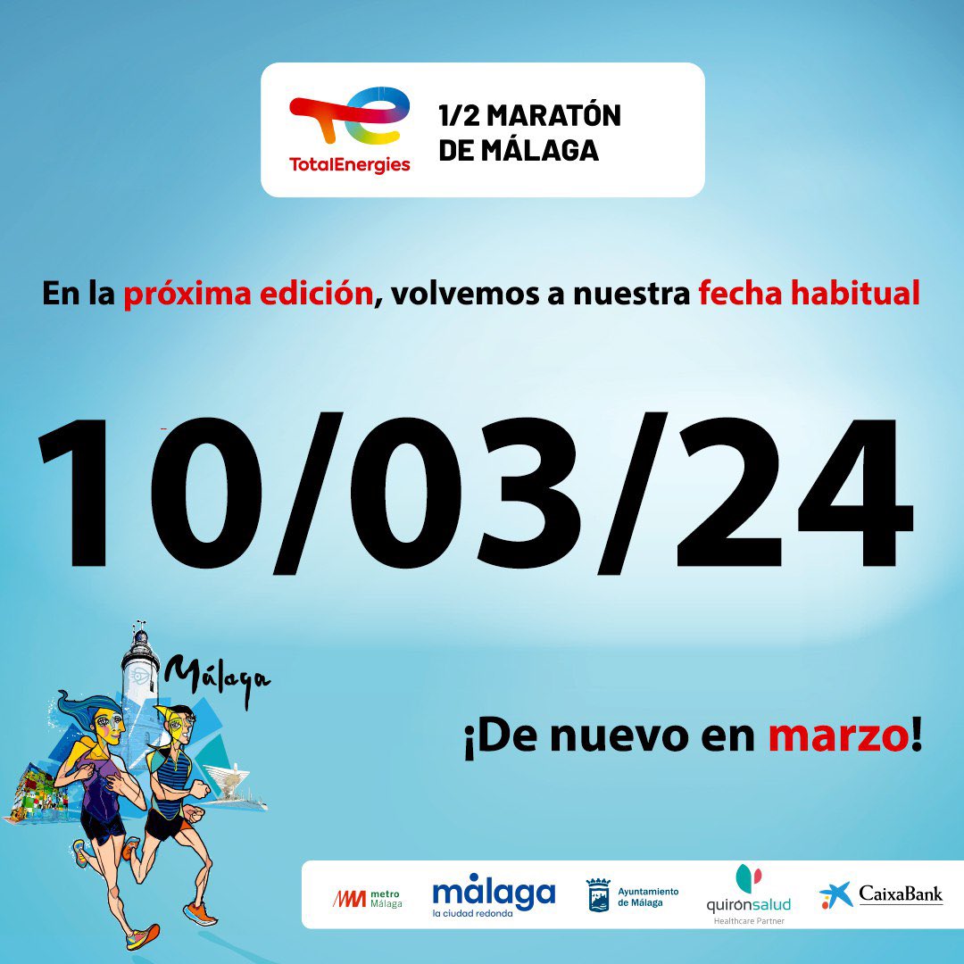 💥VOLVEMOS A MARZO💥

Desde que corras el domingo solo quedarán 133 días para que volvamos a vernos 🔥

¿Quieres apuntarte ya? Podrás hacerlo a un precio muy especial en la Feria del Corredor y a través del link que tienes en tu Guía 2023 😎

¡Contamos contigo! 🫵
