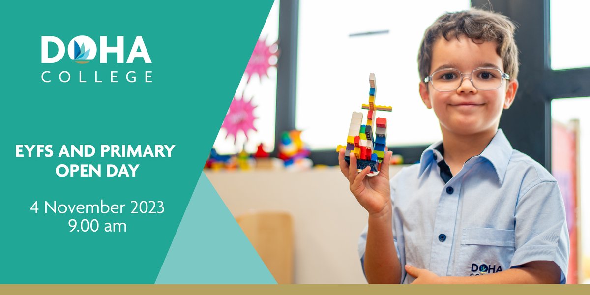 DohaCollege's tweet photo. Doha College is thrilled to invite Early Years and Primary children to experience our vibrant community firsthand.
Discover the DC difference, reserve your place here - https://t.co/ZNWpIAAq0o
#DohaCollegeOpenDay #DiscoverDC #EducationInQatar #PrimaryEducation #DohaSchools https://t.co/WPbtEy5m0T