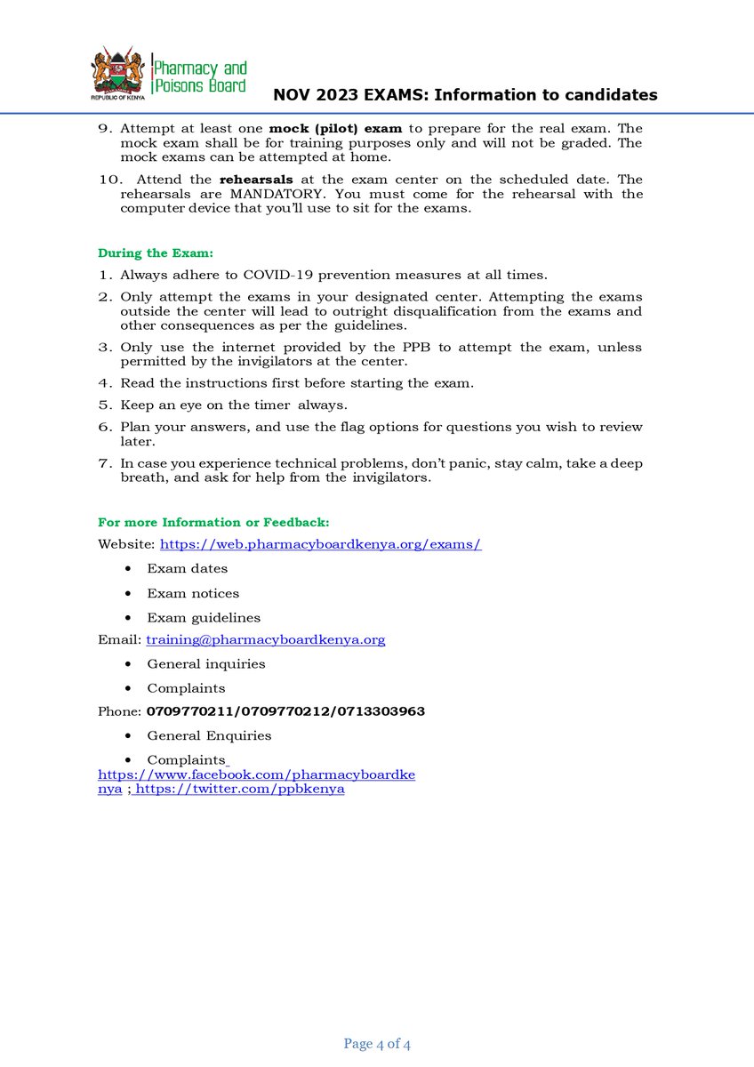 IMPORTANT INFORMATION TO CANDIDATES 👉