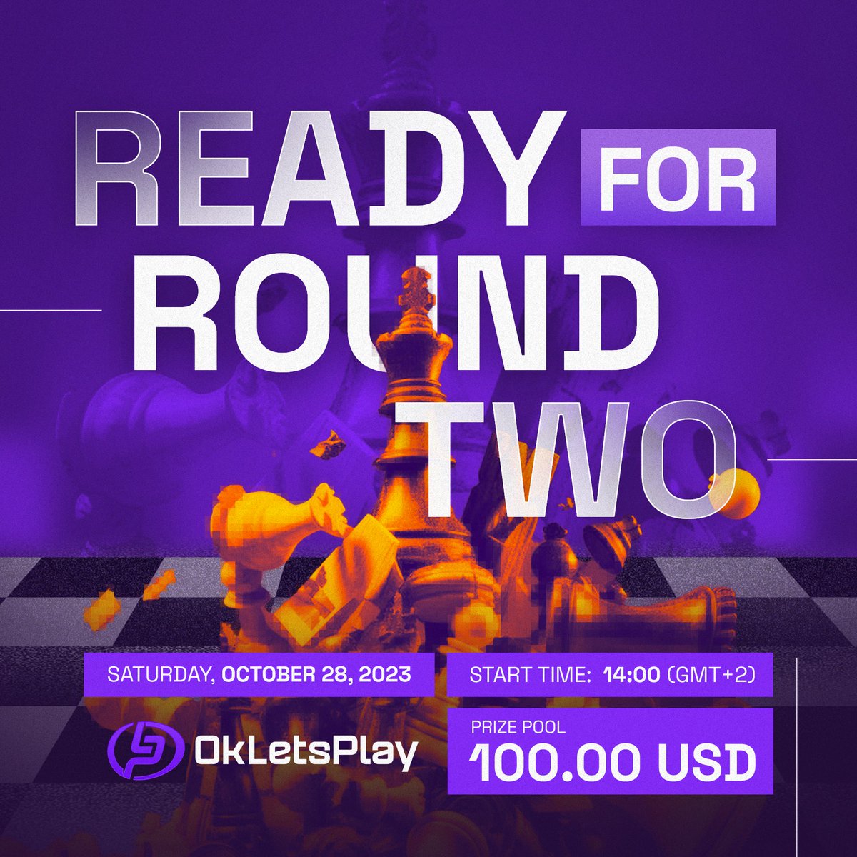 Ready for round two!?🏆 Join the OkLetsPlay FREE online World Chess tournament on Oct 28th at 2pm (GMT+2) and win the $100 prize! ♟️💵 Get in on the action! okletsplay.com/tournaments/65… #okletsplay #chesstournament #galaxyracer