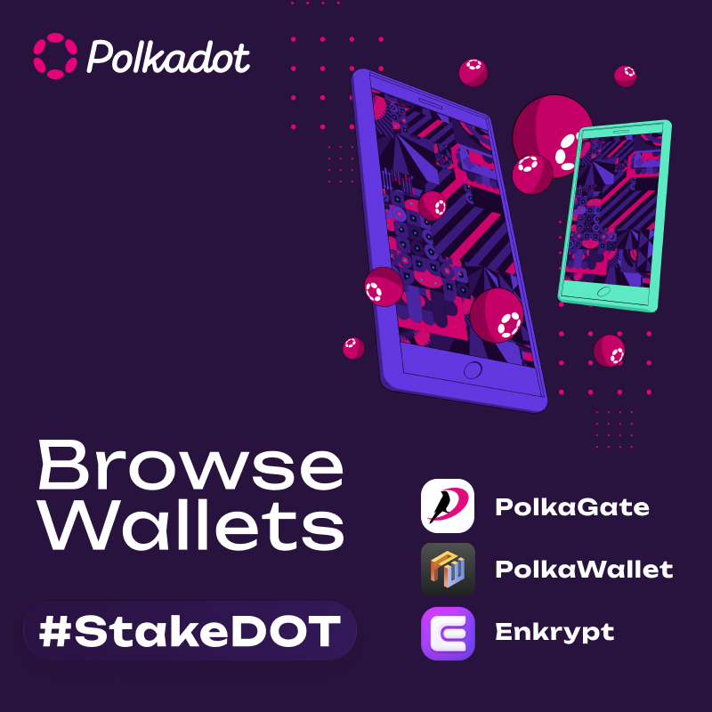 Polkadot's tweet photo. Looking for the best wallet to #StakeDOT? 

Find out here 👉