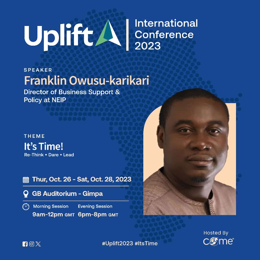 upliftafrika's tweet photo. Featuring inspiring speakers:
🎤 Godswill TK Mensah
🎤 Bernard Avle
🎤 Franklin Owusu-Karikari

Stay tuned for solutions to Africa's challenges. #UPLIFT2023 #DareForAfrica #CourageousDecisions https://t.co/Yy1goS0VXn