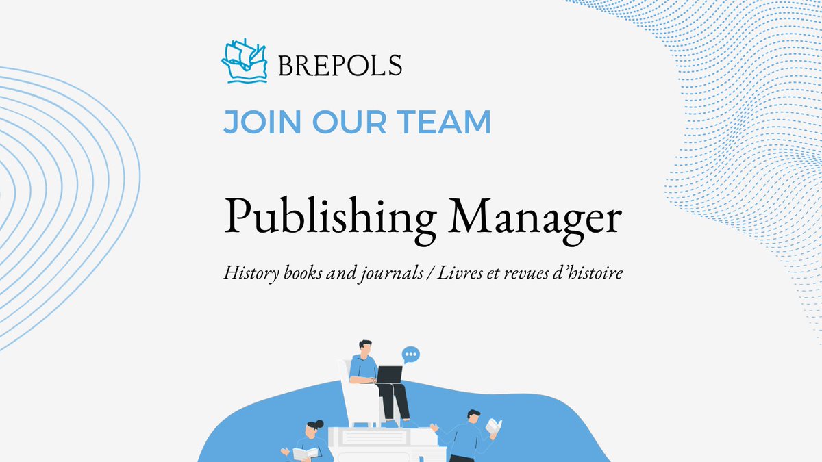 𝗝𝗢𝗜𝗡 𝗢𝗨𝗥 𝗧𝗘𝗔𝗠
To strengthen its team and contribute to its dynamic business plan, @brepols is seeking a Publishing Manager (History books and journals / Livres et revues d’histoire).
More Info: bit.ly/3B5fLxO
#Twitterstorians #EarlyModernTwitter #RenTwitter