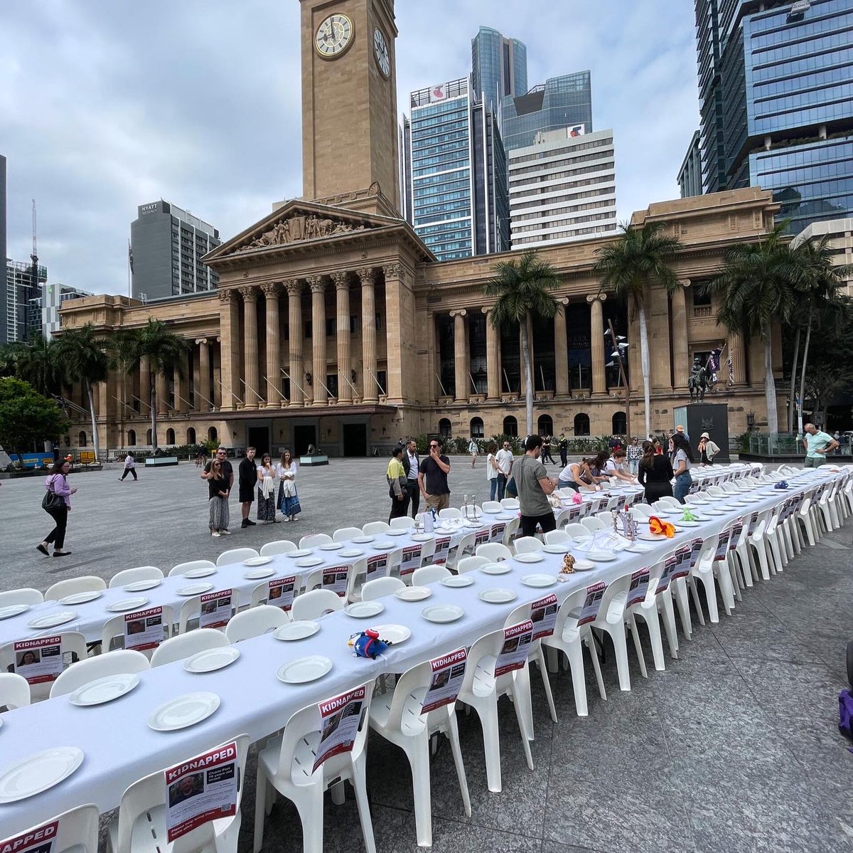 ECAJewry's tweet image. Communities around Australia have come together to call for the release of Israeli hostages. Empty strollers pushed in Melbourne for children being held hostage by Hamas; an empty Shabbat table displayed in Brisbane for missing &amp;amp; abducted Israelis.

#setthemfree #bringthemhome