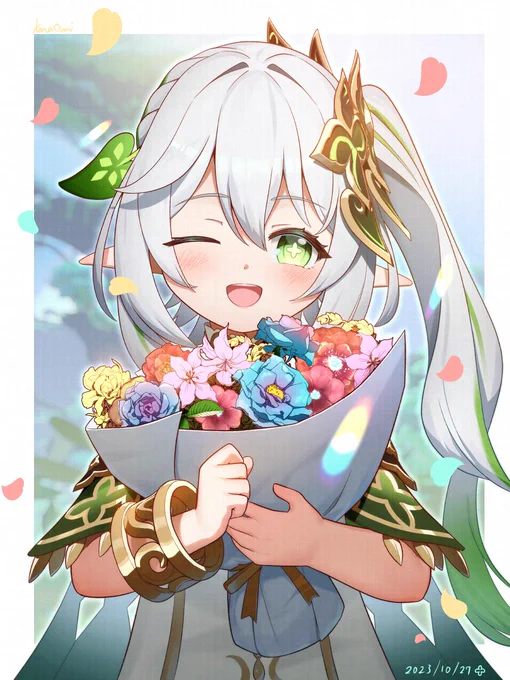 ナヒーダちゃん誕生日イラスト無事完成!花神誕祭!これからも描かせていただきます#ナヒーダ生誕祭2023 #原神 